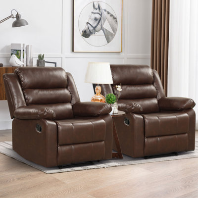 Danzo 37'' Wide Modern Super Soft Vegan Leather Manual Standard Recliner