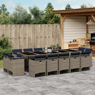  Patio Dining Set Set Of 14 Gray, Navy Blue