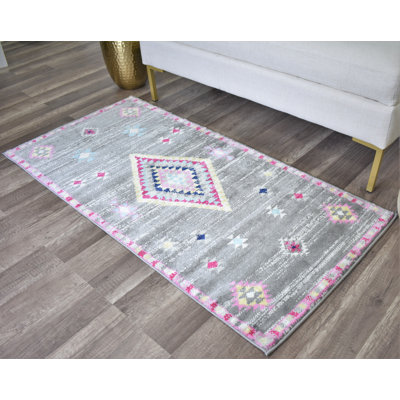 Bodrum Tribal Sahara Dark grey Area Rug