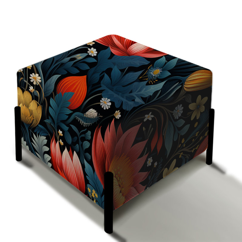 Tropical Jungle Red Floral Retreat - Repose-pieds carré floral