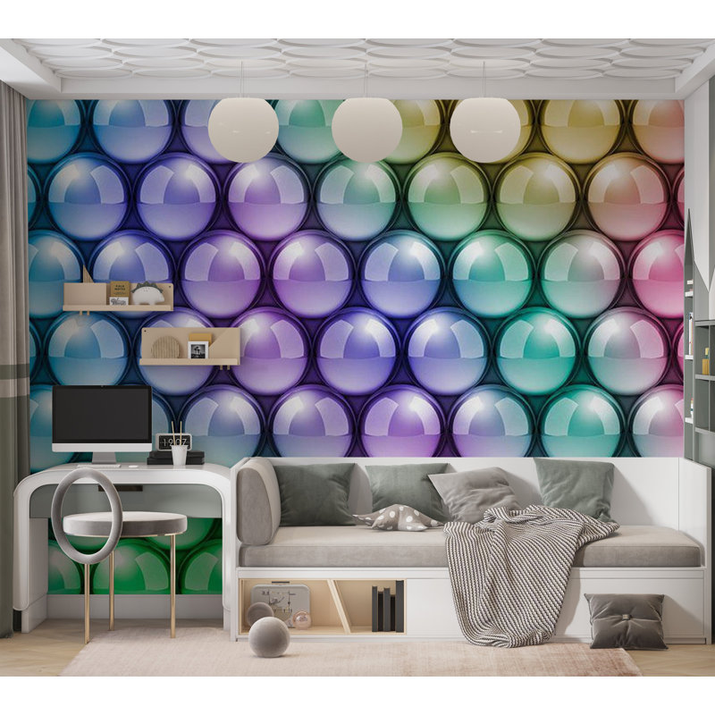 Geometric Wall Mural, 110" L x 157" W