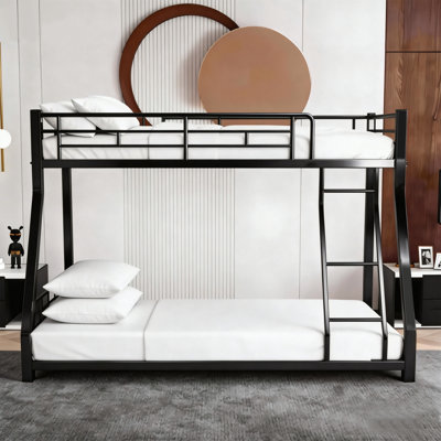 Lit superposé simple au-dessus de simple de 76 pouces pour enfants, structure stable renforcée avec barrières de sécurité complètes et échelle intégrée, conception sécuritaire pour les enfants pour un dortoir de chambre à coucher
