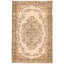 Tapis décoratif crème en laine de conception unique 6 pi 4 po X 9 pi 6 po noué à la main