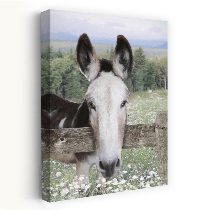 «Curious Donkey Abstract Contemporary Horse Landscape Nature», art mural, H 24 po x l 16 po
