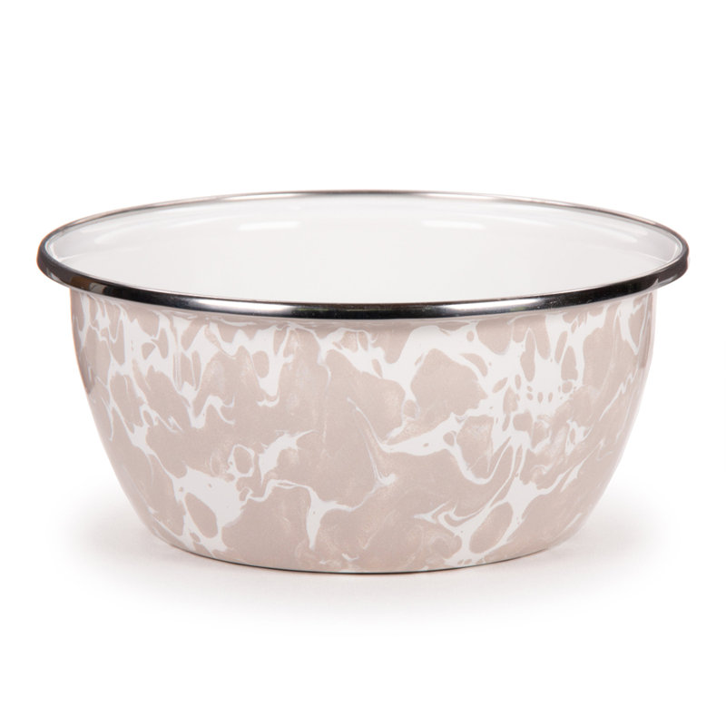 Taupe Swirl Enamelware Dining Bowl