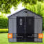 Spacious Sheds with Storage, 8x6 Resin Steel Modern Backyard Shed-137329456