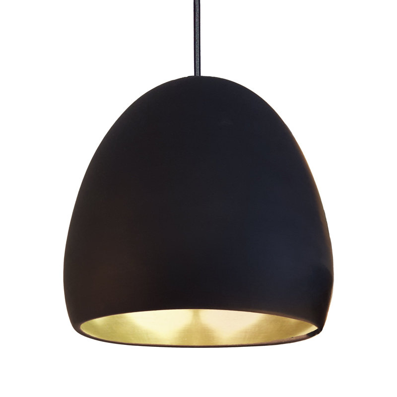 Luminaire suspendu en dome à 1 lumière, Noir mat, Noir / brun, DEL