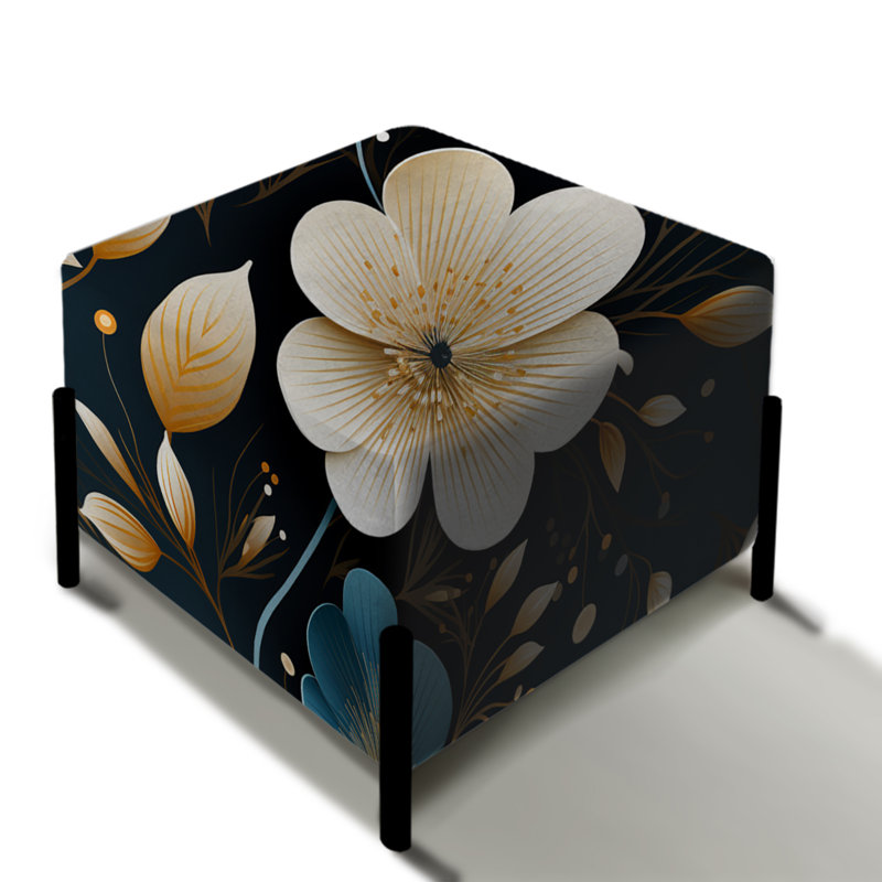 Motif floral beige avec élégance côtière - repose-pieds floral carré