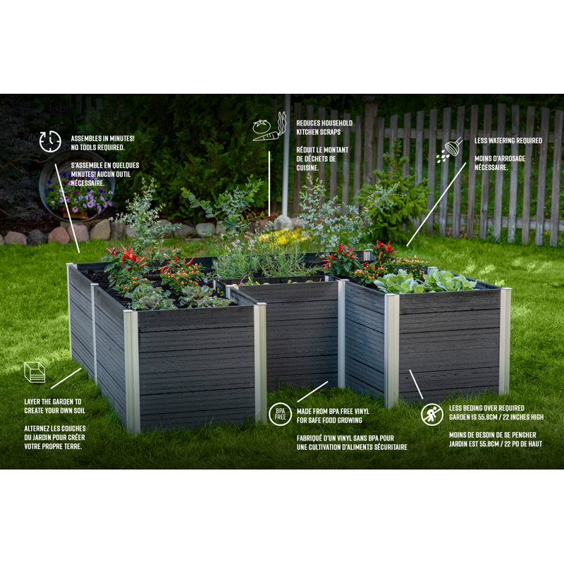 Urbana Keyhole Composting Raised Garden Bed, Gray