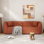 Canapé incurvé contemporain de 87 po de couleur orange: siège moelleux, conception épurée et structure durable - idéal pour les espaces de vie élégants-624138524
