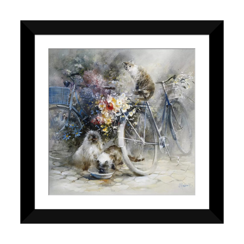 «Bicycle Race», impression sur toile, H 16 po x l 16 po x P 1 po, Papier d'art encadré noir, Blanc