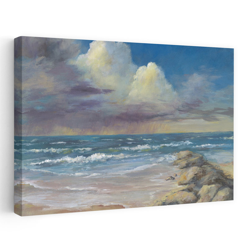 Tempête lointaine, art côtier contemporain, H 16 po x l 24 po