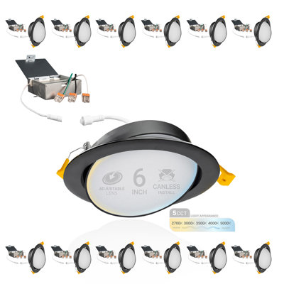 Ensemble d'éclairage encastré Canless 6 po