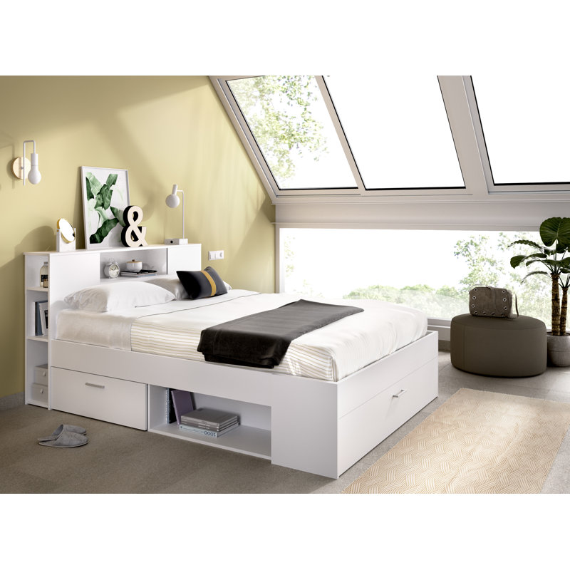 Evvy Drawers Bed, 140 x 190 cm, White