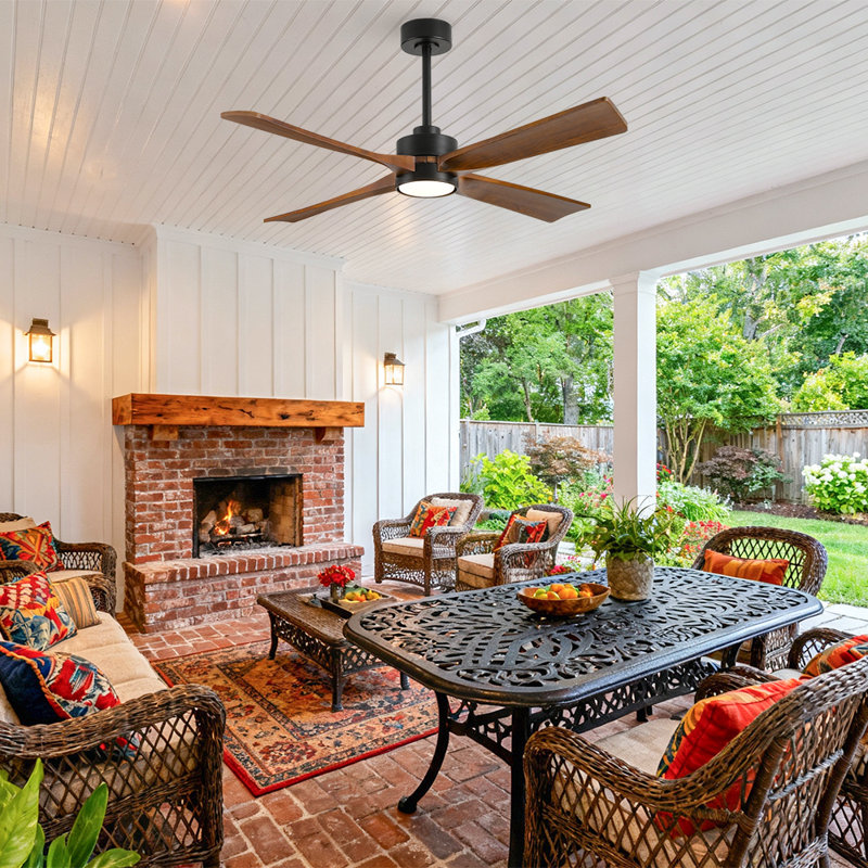Modern Solid Wood Blade Ceiling Fan, App/remote Control, Quiet Dc Motor, Multiple Sizes, 42"