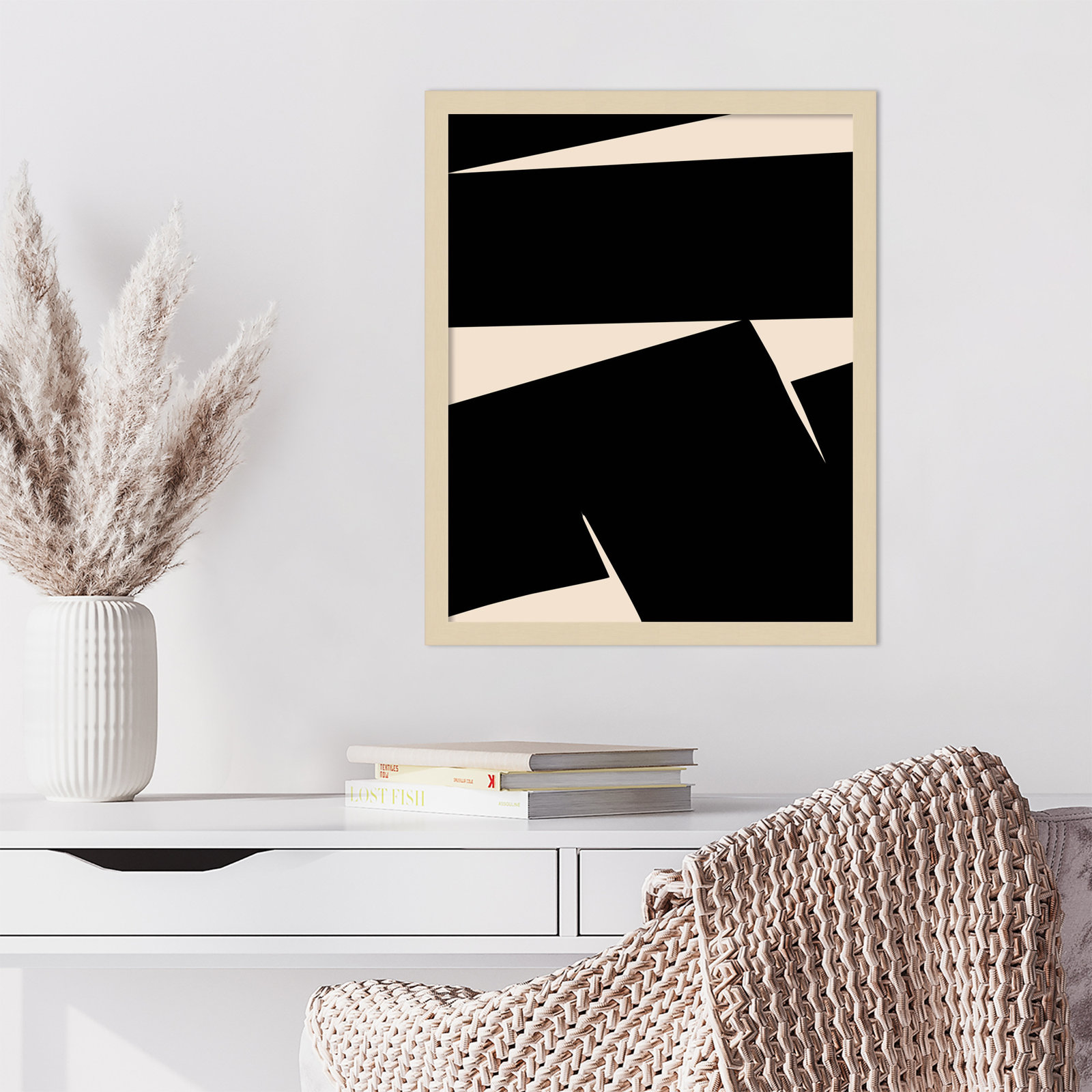 Black Plain Abstract Print by Little Dean, Brown, 21" H x 17" W
