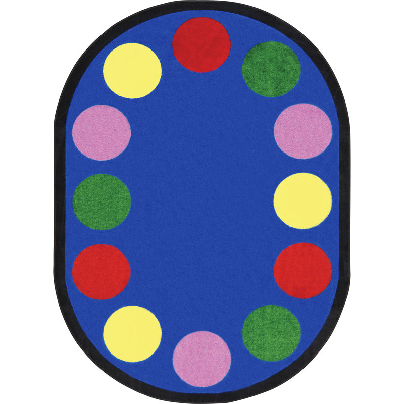 Polka Dots Machine Woven Nylon Rug, Oval 5'4" x 7'8"