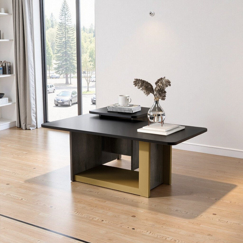 Ensemble de tables basses carrées 2 pièces: l 47,2 po x P 23,6 po et petites tables de bout carrées en MDF avec structure en métal