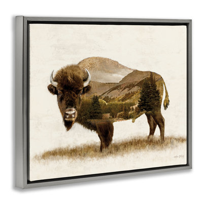 Nature Patterned Bison Floater Canvas Wall Art by Amber Sterling
