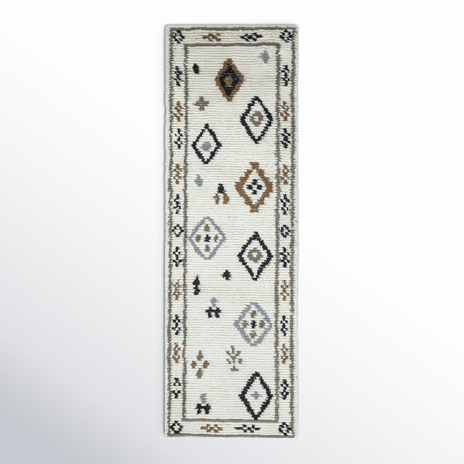 Rivah Hand Tufted Ivory/Brown/Black Rug, Runner 2'6" x 8'