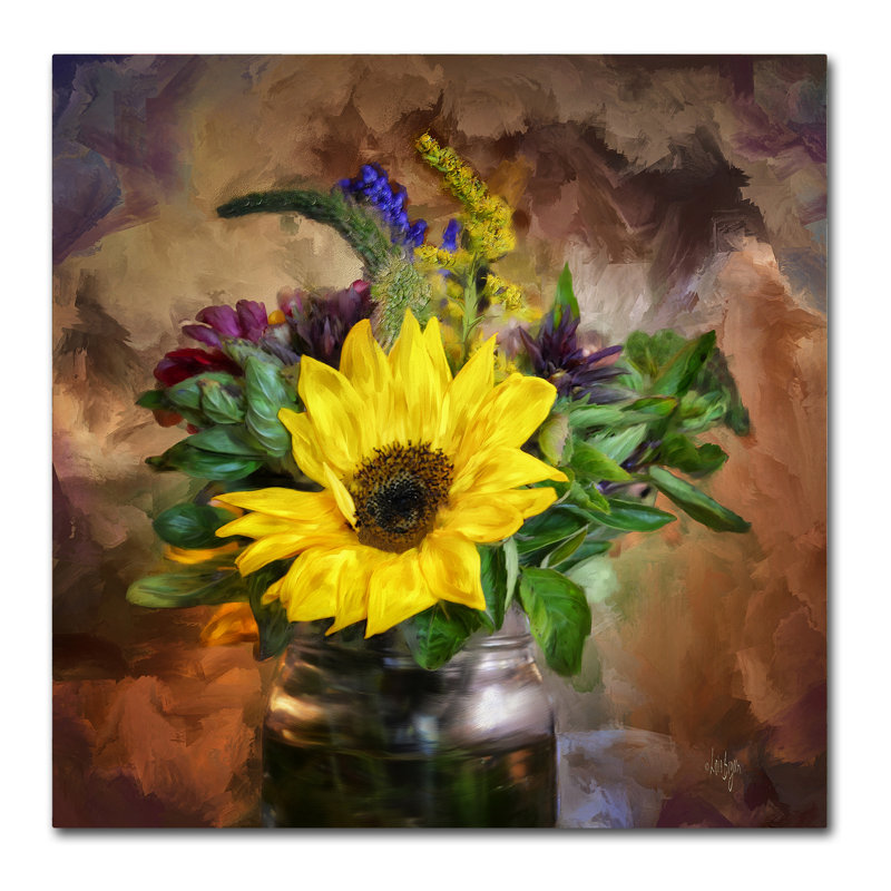 «A Jar of Wildflowers» par Kuehn, reproduction d'art sur toile tendue, H 14 po x l 14 po x P 2 po