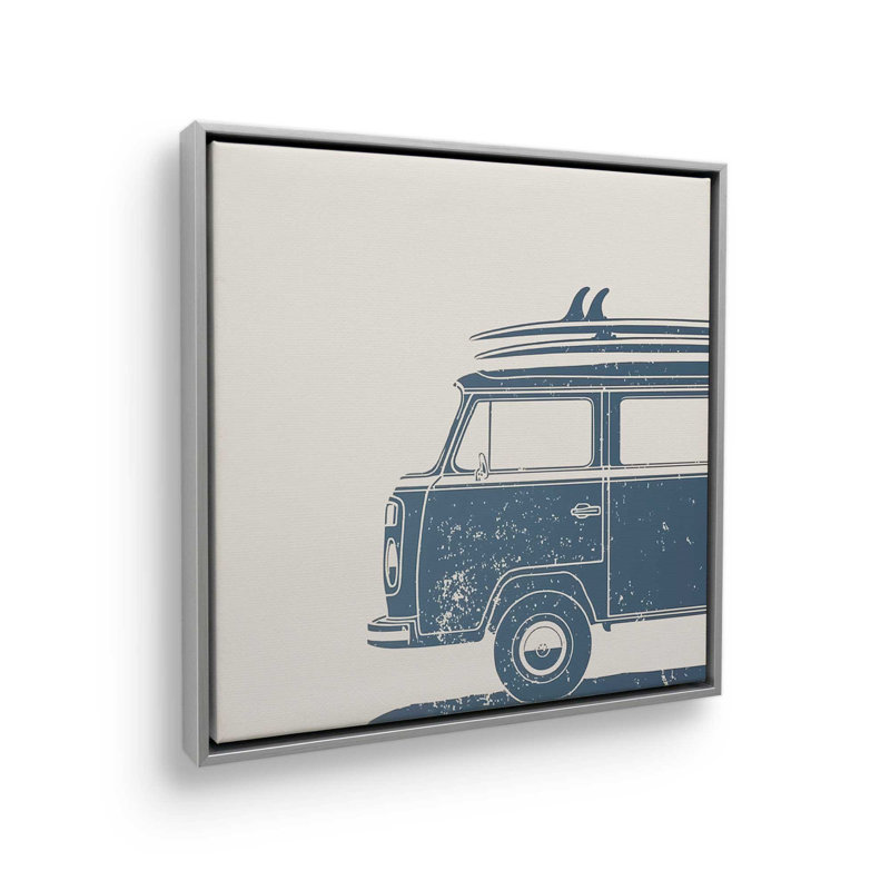 Surfside cruiser, H 16,75 po x l 16,75 po, Impression dans un cadre flottant sans passe-parto, Chrome poli