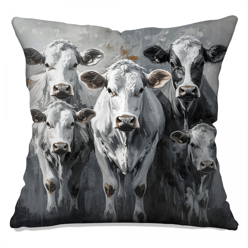 Groupe de vaches peignant des coussins décoratifs à double face, 26 x 26 pouces