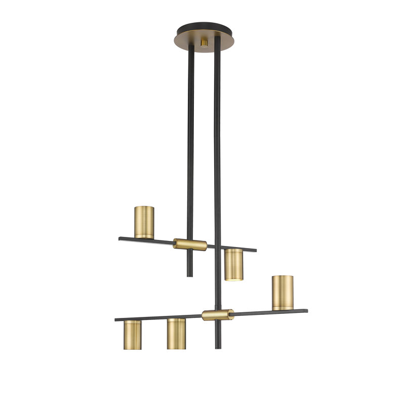 Jamari 5 - Light Dimmable Tiered Chandelier, Olde Brass, Matte Black/Olde Brass