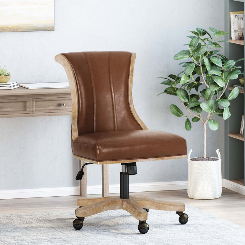 Chaise de bureau pivotante et relevable, Naturel