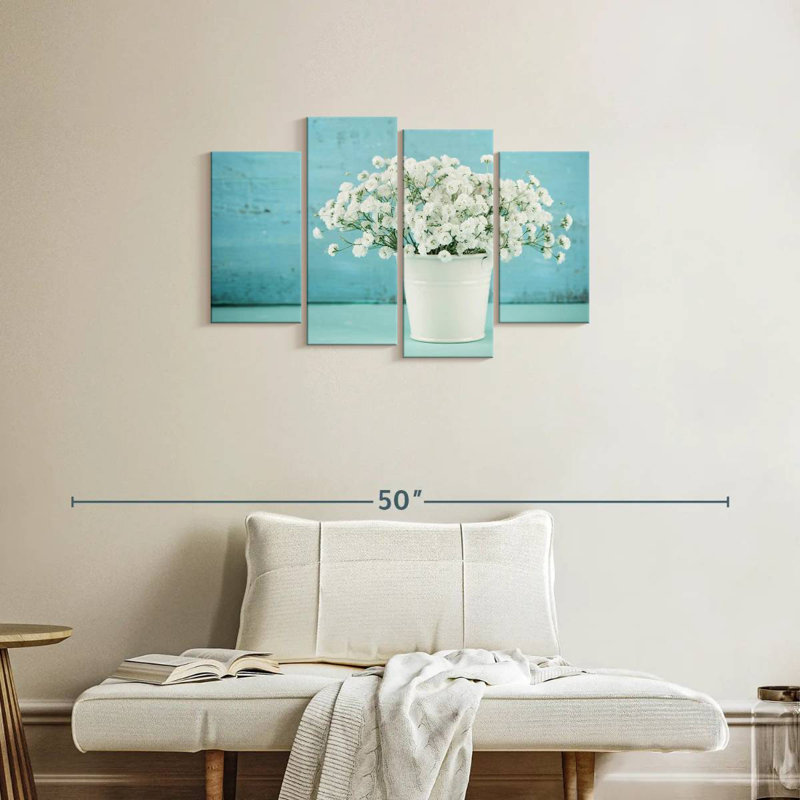 Harnek Gypsophila dans un vase blanc, H 22 po x l 36 po