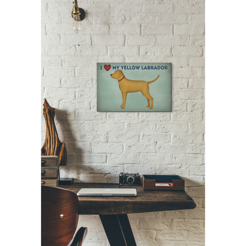«Golden Dog Love I» par Ryan Fowler - impression sur toile tendue, H 12 po x l 18 po x P 0,75 po