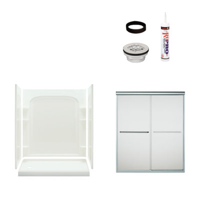 Ensemble 60" W x 73.75" H Framed Rectangle Sliding Shower Stall and Base Included