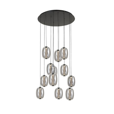 Johansson - Integrated LED Chandelier - Black Finish - Dark Smoke Glassware Shade