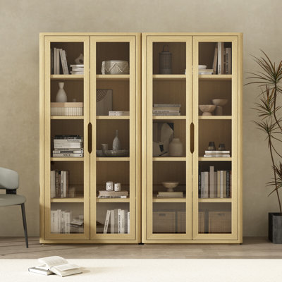 Rivington 79" H x 38" W Modern 5-Shelf Bookcase Cabinet in Natural Oak