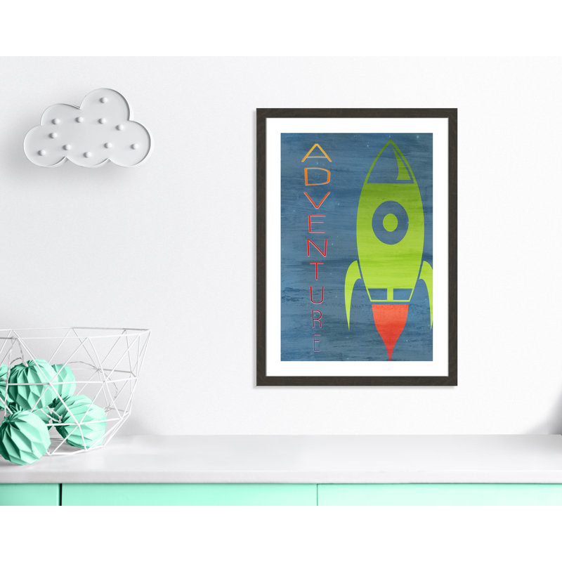 Space Explore 2, impression sur papier, H 34,5 po x l 24,5 po x P 0,6 po, Encadré plat à grain de bois noir