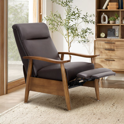 Penning Walnut Breathable Leather Push-Back Recliner
