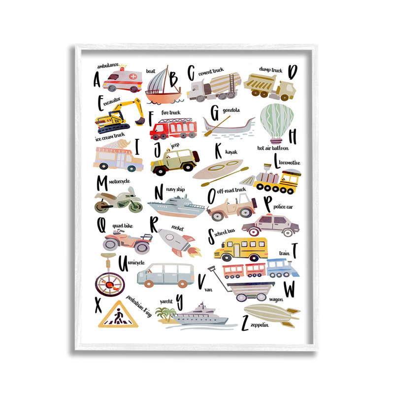 "Éducatif d'automobile" par Ziwei Li sur toile, Giclée encadrée blanc bord de mer, H 14 po x l 11 po
