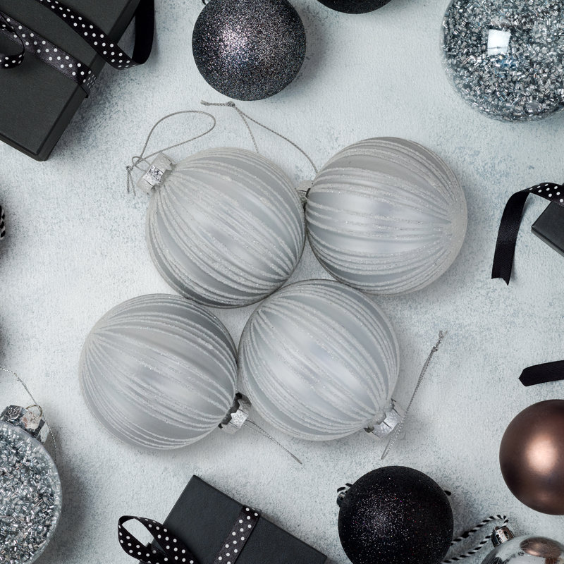 3'' Striped Glass Ball Ornament