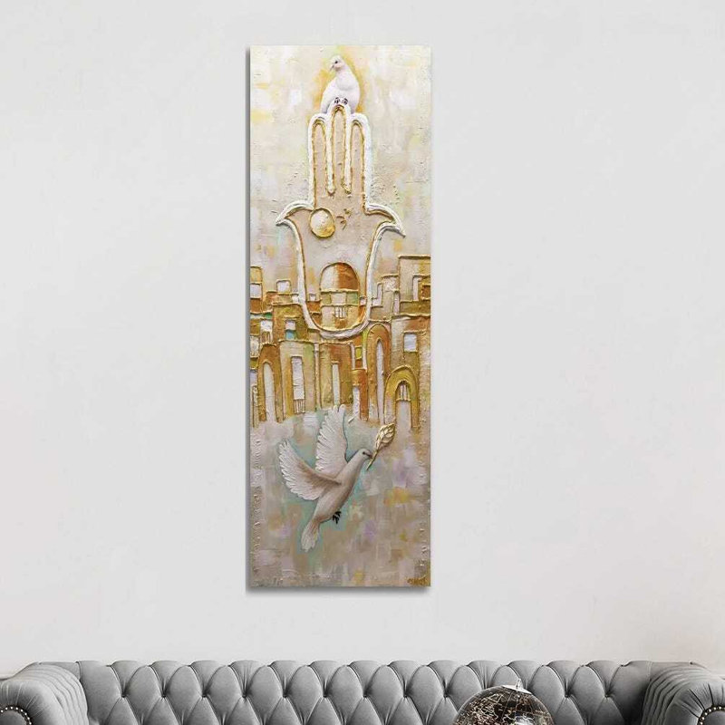 Jerusalem, City Of Gold by Osnat Tzadok - Panoramic Painting on Canvas, 121.92 cm H x 40.64 cm W x 1.91 cm D, No Framed