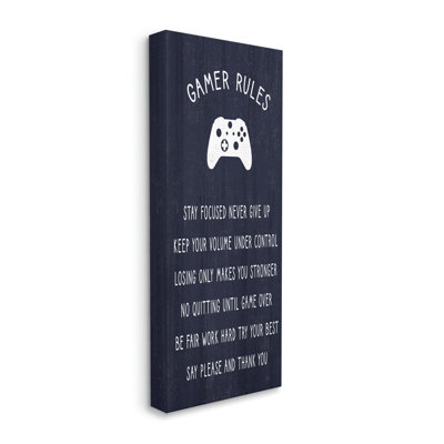 «Blue Gamer Rules», motifs de motivation pour les enfants, estampe numérique encadrée par Daphne Polselli