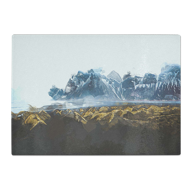 Tempered Glass Mountains in Stokksnes Iceland Chopping Board, 39 cm W x 28.5 cm L