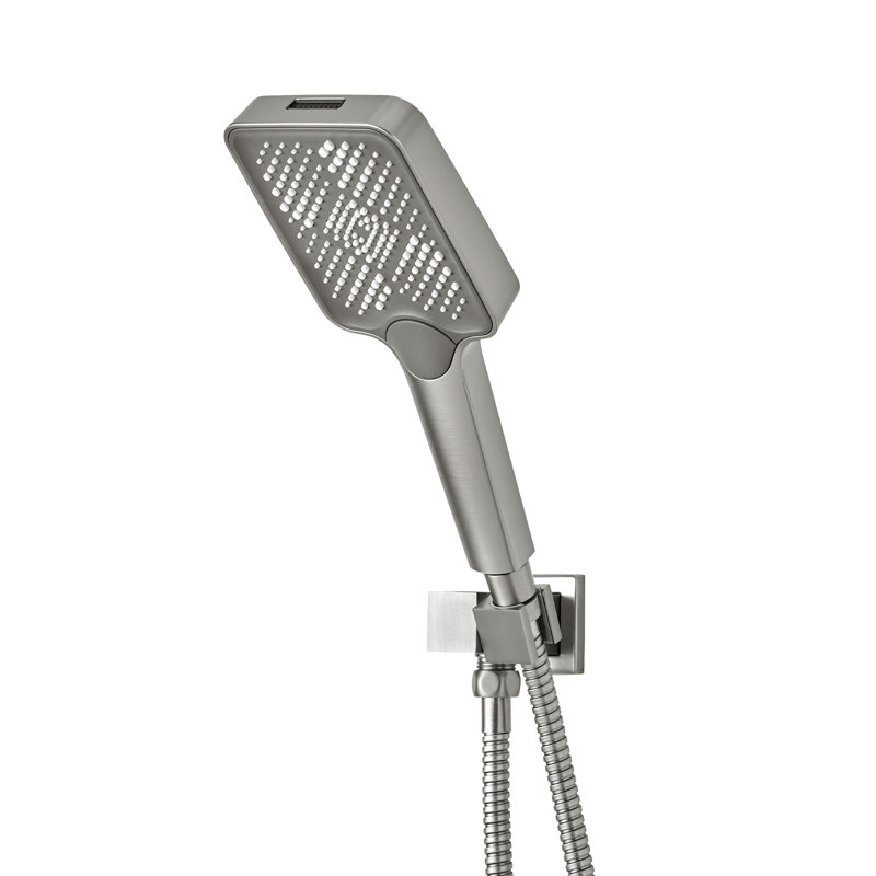 Ensemble de robinet de douche, système de douche à pluie au plafond de 12 pouces avec tête de fixation murale de 6 pouces et douchette à main 4 en 1, valve rotative à double fonction en laiton à 3 fonctions et ensemble de garniture, nickel brossé
