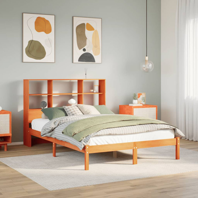Choudhary Solid Wood Storage Bed, Kingsize (5'), Wax Brown