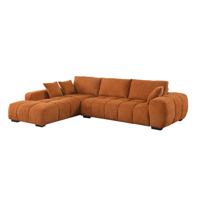 Swapan Modern Chenille Couch Sofa Sectional with Deep Tufted Seat by Latitude Run