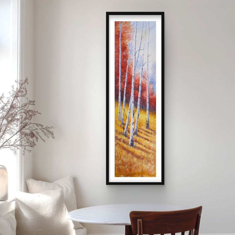 Fall Landscape with Birches - Modern Seasons Framed Print
