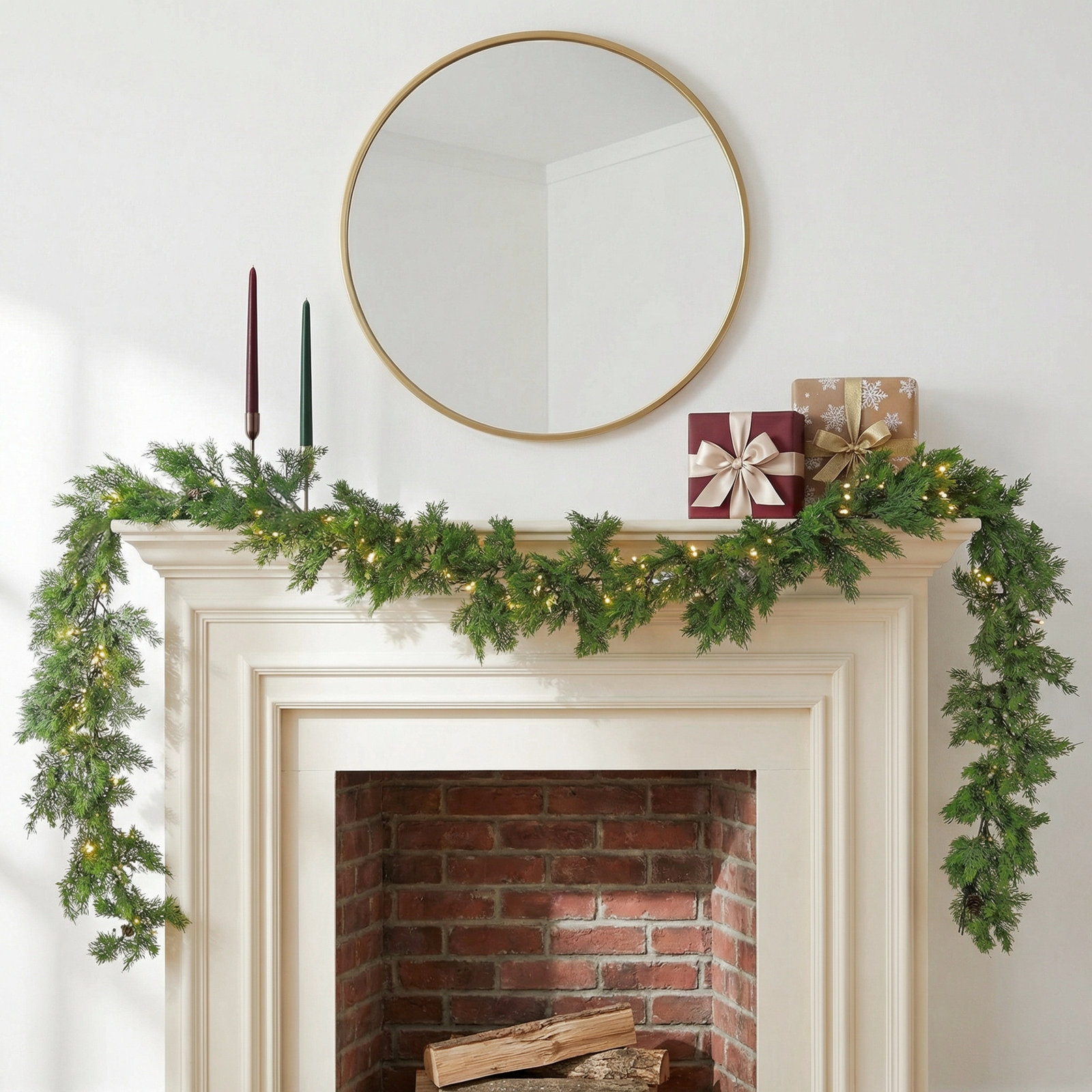The Holiday Aisle® 9 ft. Pre-Lit Cedar Garland