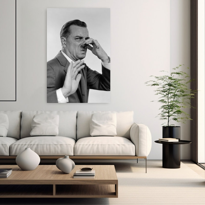 1950S 1960S Man 3 4 Profile Hand Holding Nose Closed Hand Out Toward Camera Facial Expression Disgust Stinking Classic Retro Vintage Portrait Wall Art