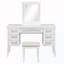 Bureau de coiffeuse 7 tiroirs avec miroir et lumières et tabouret rembourré-1359489382