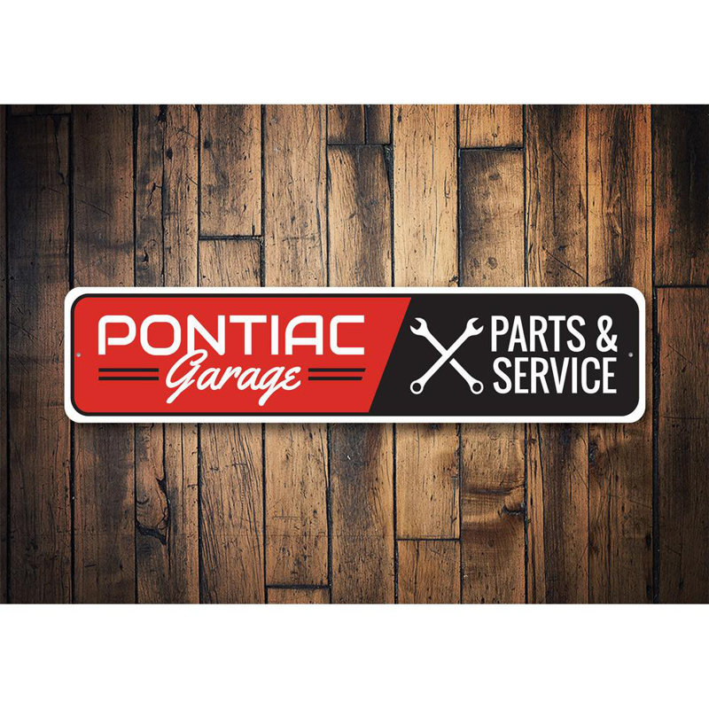 Enseigne en aluminium Pontiac Garage, H 4 po x l 18 po x P 0,04 po