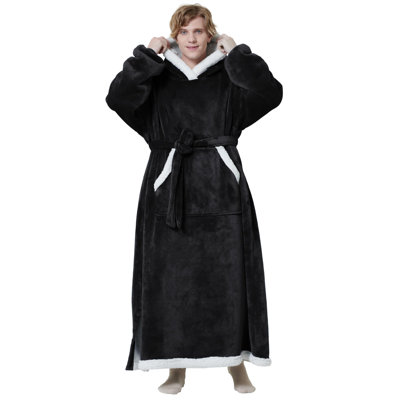 Bedsure Oversized Wearable Blanket Hoodie - Long Sherpa Fleece Hooded Blanket For Adult Women Men